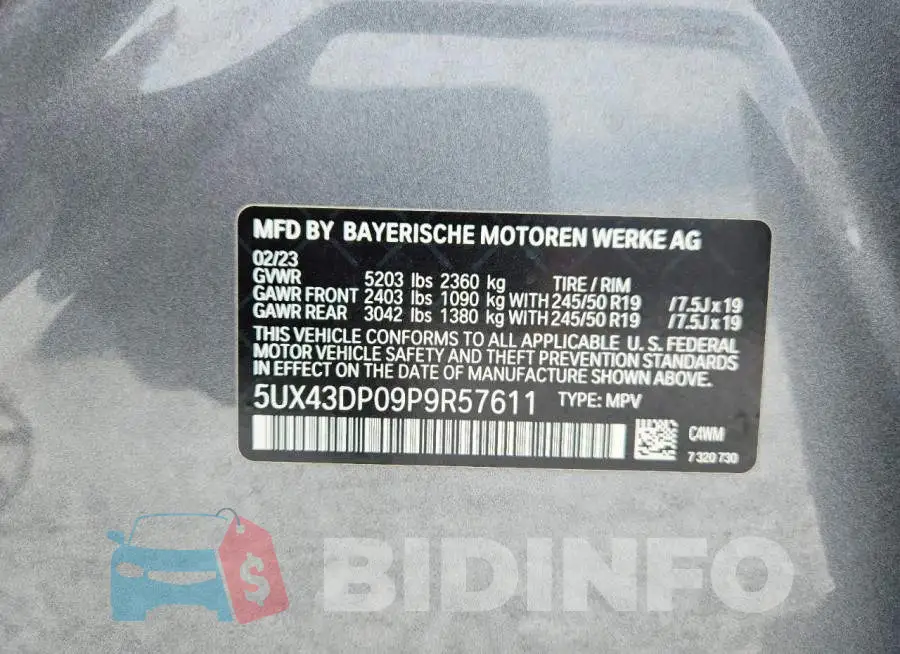 5UX43DP09P9R57611 Photo# 14