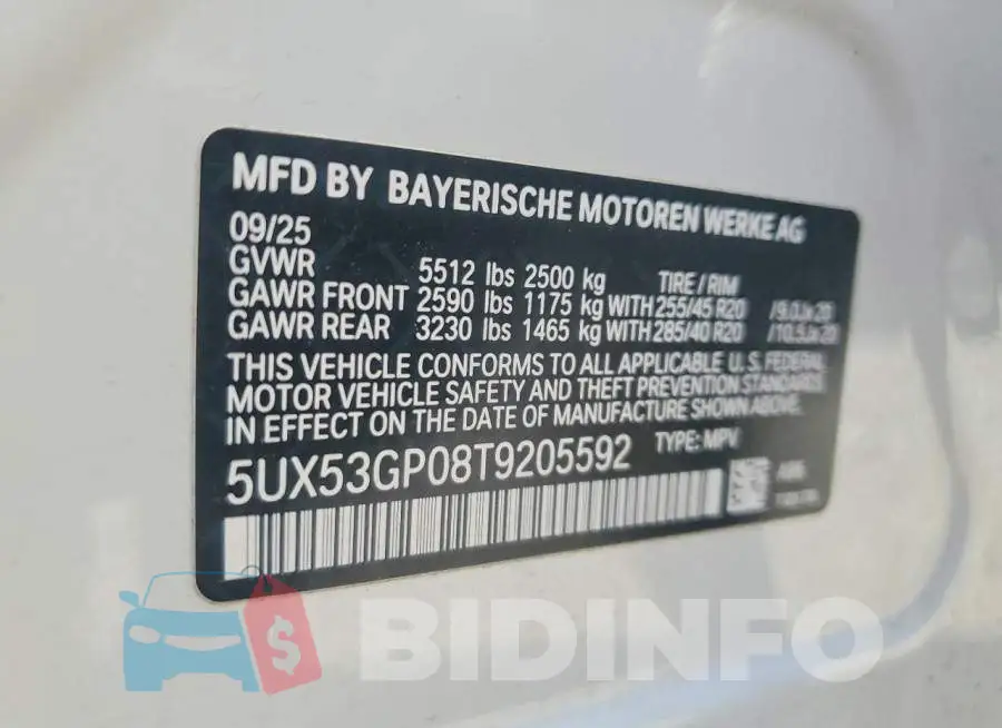 5UX53GP08T9205592 Photo# 13