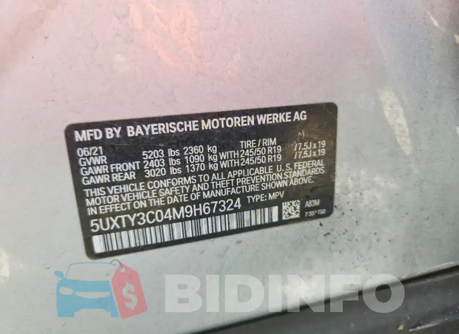 5UXTY3C04M9H67324 Photo# 13
