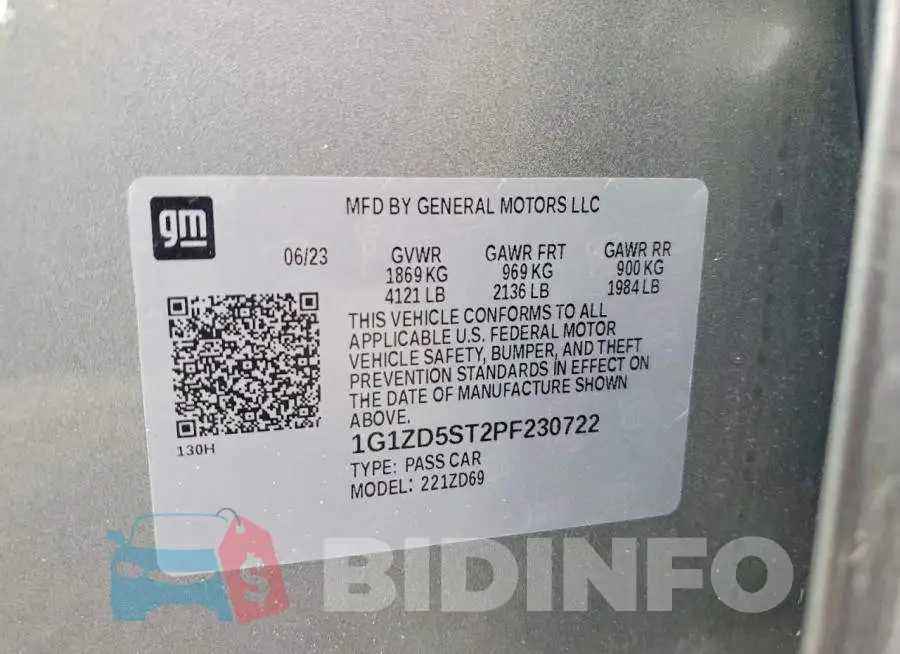 1G1ZD5ST2PF230722 Photo# 12