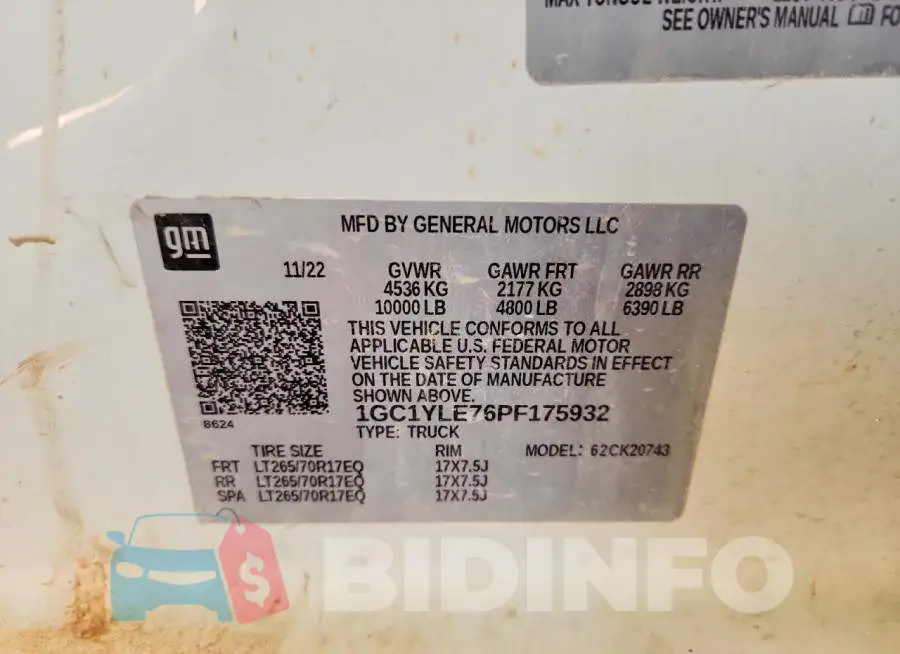1GC1YLE76PF175932 Photo# 12