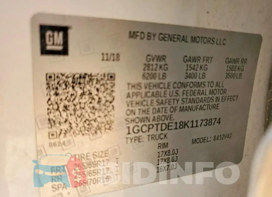 1GCPTDE18K1173874 Photo# 12