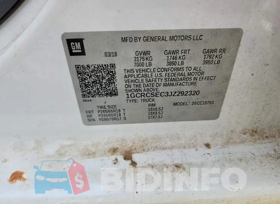 1GCRCSEC3JZ292320 Photo# 12