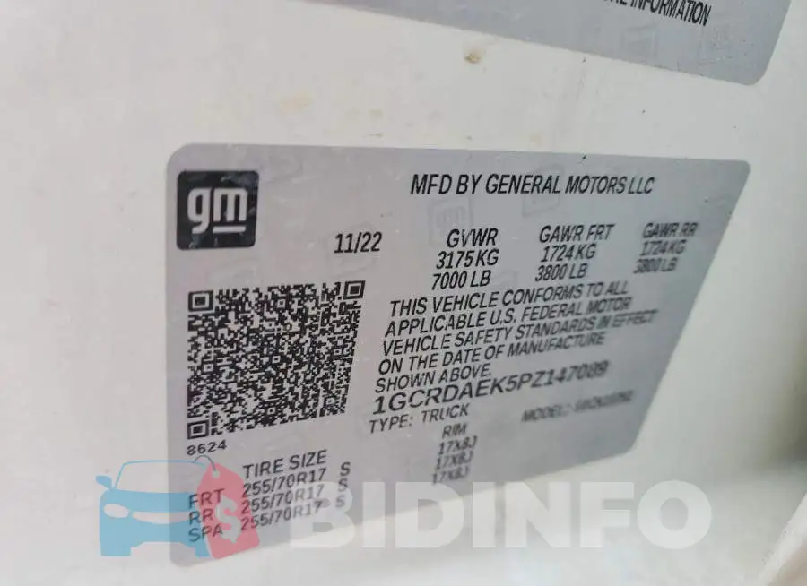 1GCRDAEK5PZ147089 Photo# 12