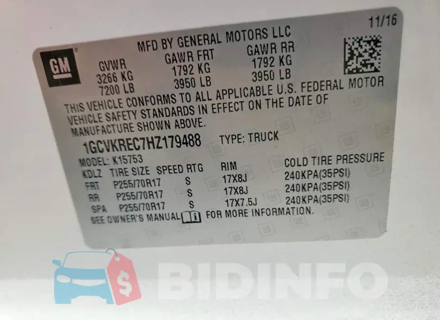 1GCVKREC7HZ179488 Photo# 12