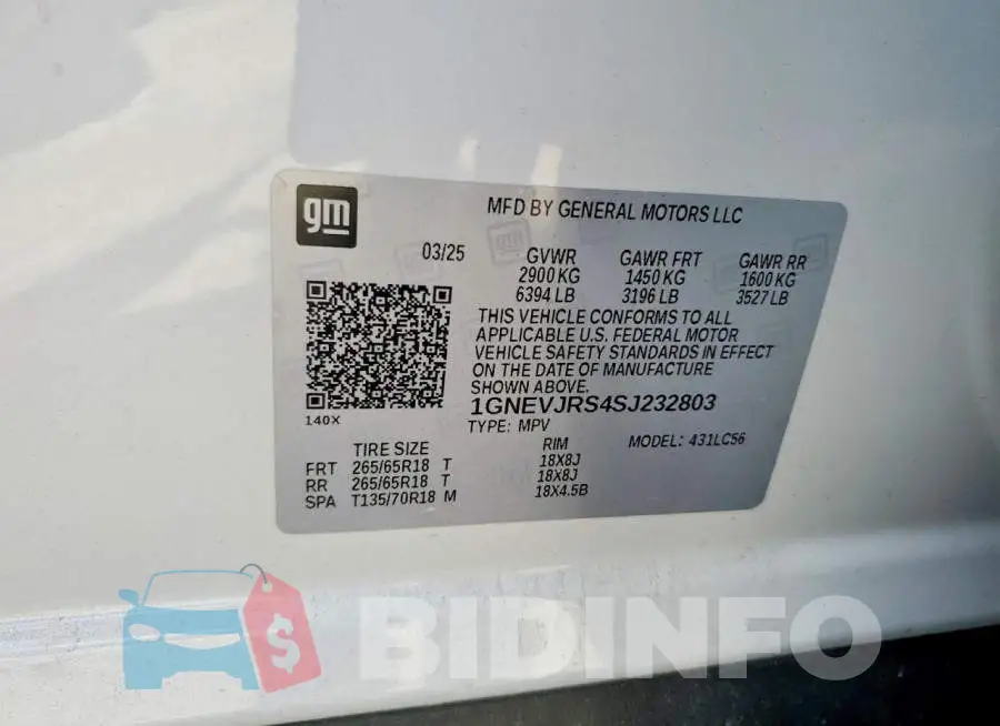1GNEVJRS4SJ232803 Photo# 13