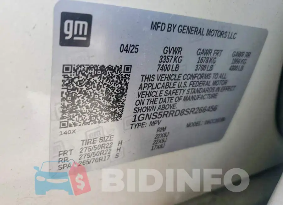 1GNS5RRD8SR266456 Photo# 13