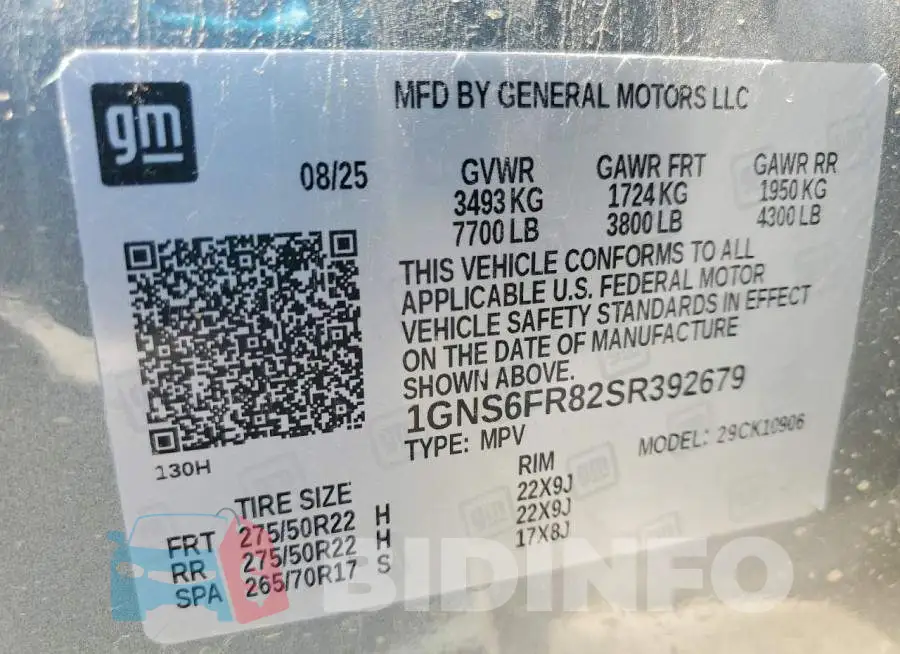1GNS6FR82SR392679 Photo# 13