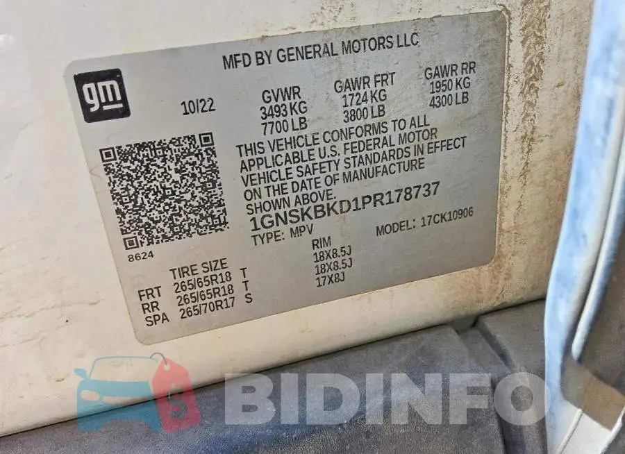 1GNSKBKD1PR178737 Photo# 13