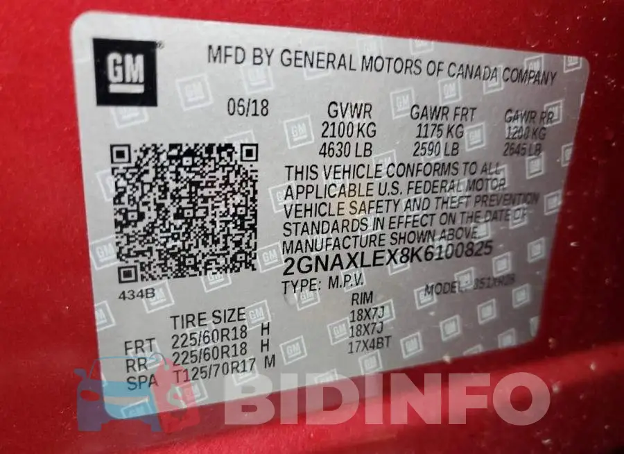 2GNAXLEX8K6100825 Photo# 14