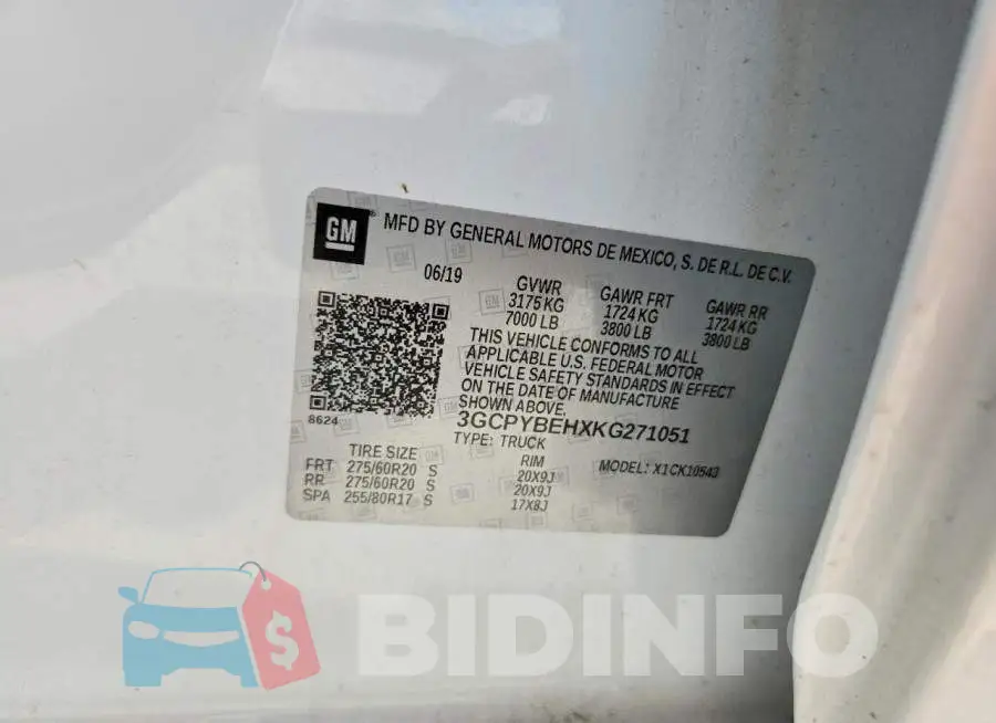 3GCPYBEHXKG271051 Photo# 12