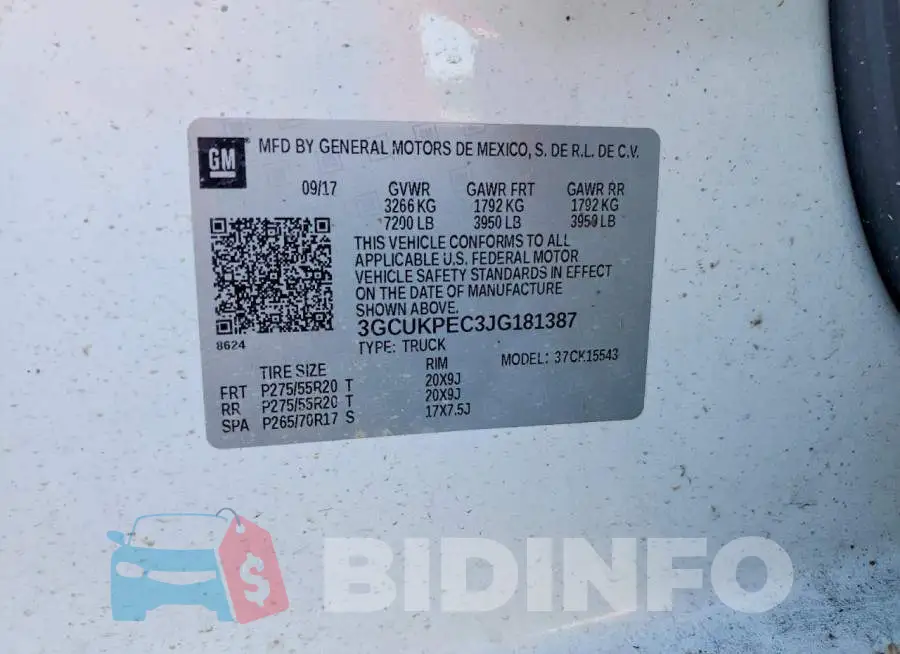 3GCUKPEC3JG181387 Photo# 12