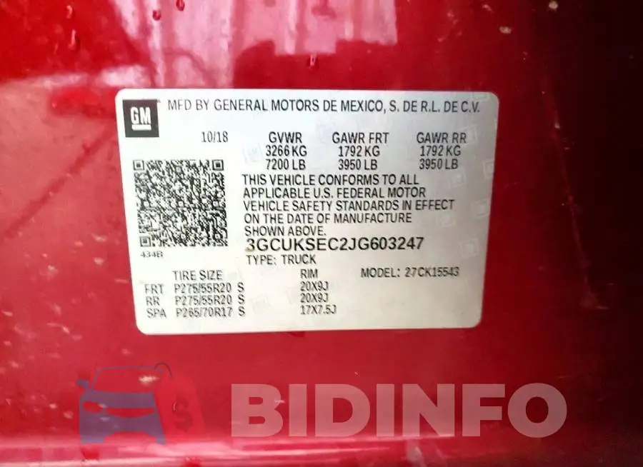 3GCUKSEC2JG603247 Photo# 12