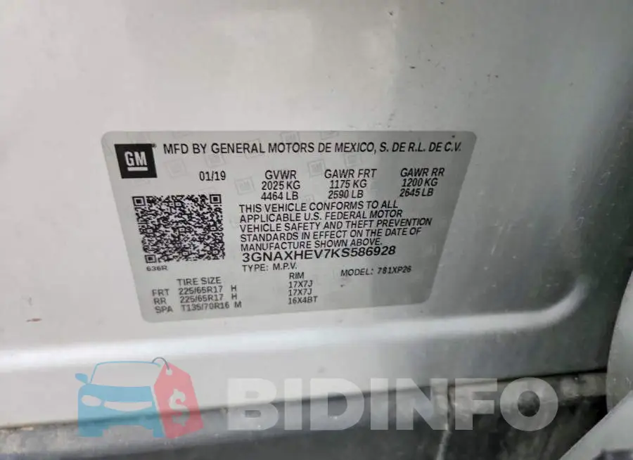 3GNAXHEV7KS586928 Photo# 13