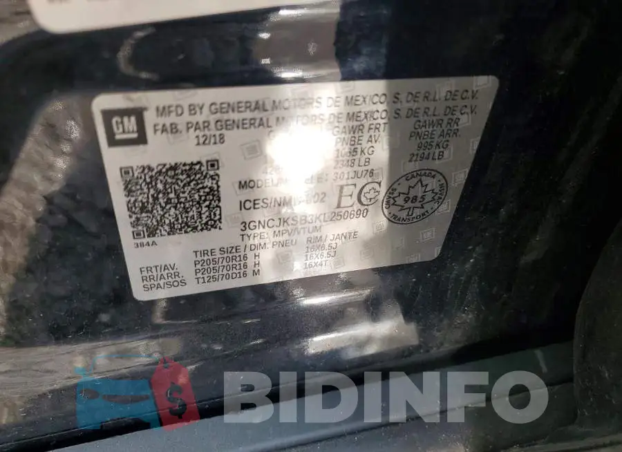 3GNCJKSB3KL250690 Photo# 12