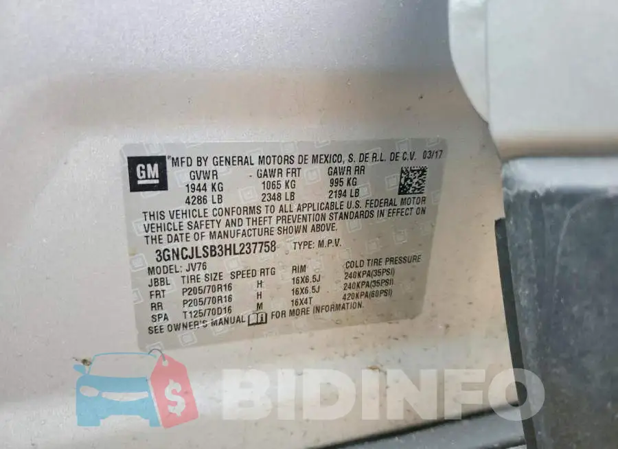 3GNCJLSB3HL237758 Photo# 14