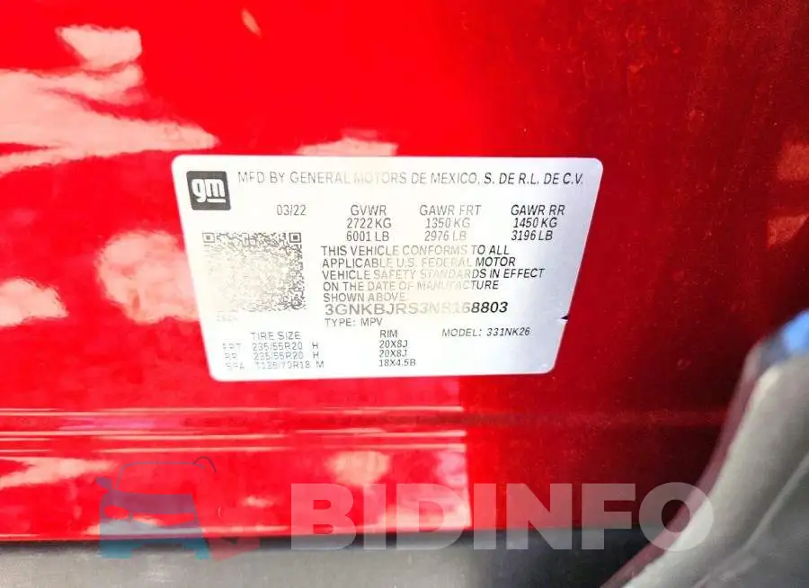 3GNKBJRS3NS168803 Photo# 13