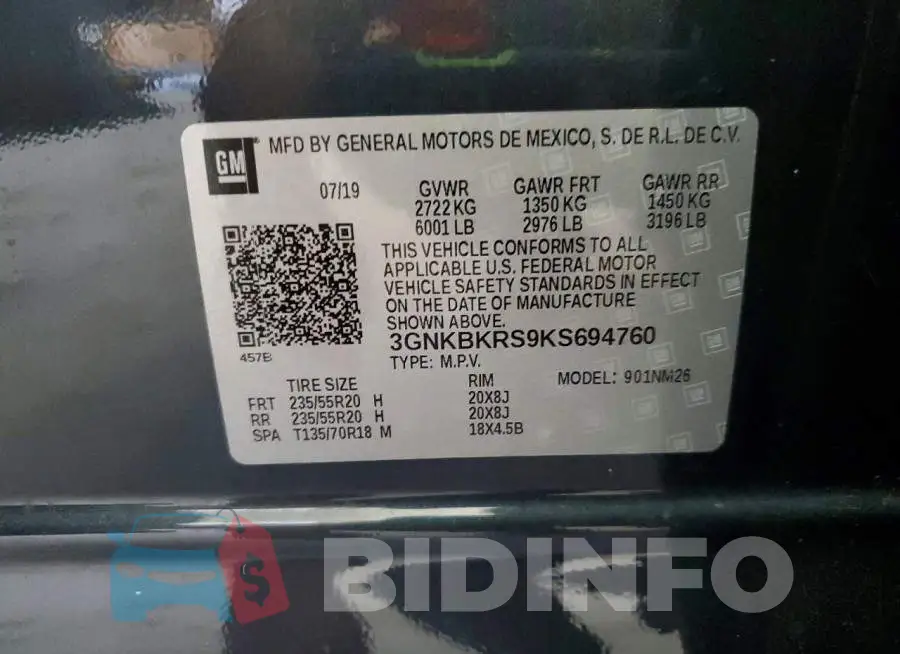3GNKBKRS9KS694760 Photo# 12