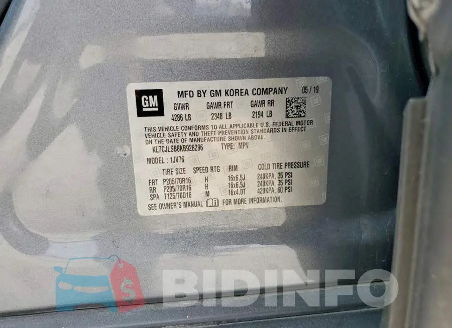 KL7CJLSB8KB928296 Photo# 12
