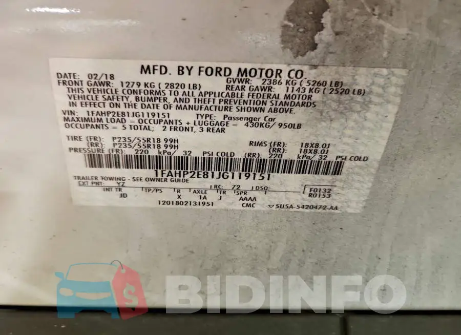 1FAHP2E81JG119151 Photo# 12