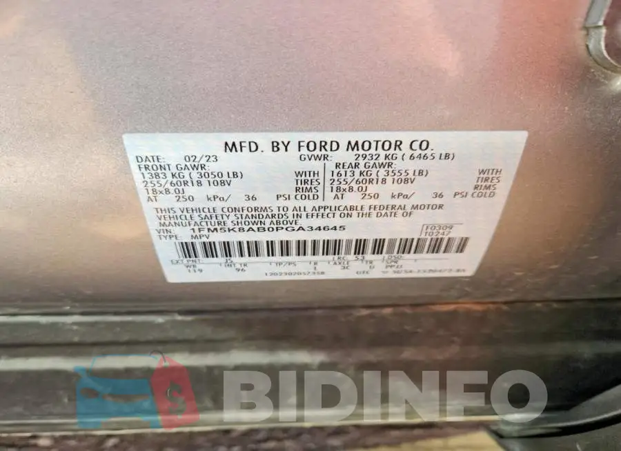 1FM5K8AB0PGA34645 Photo# 12