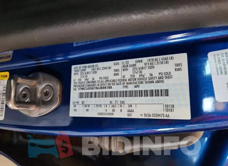 1FMCU0G61NUB98188 Photo# 13