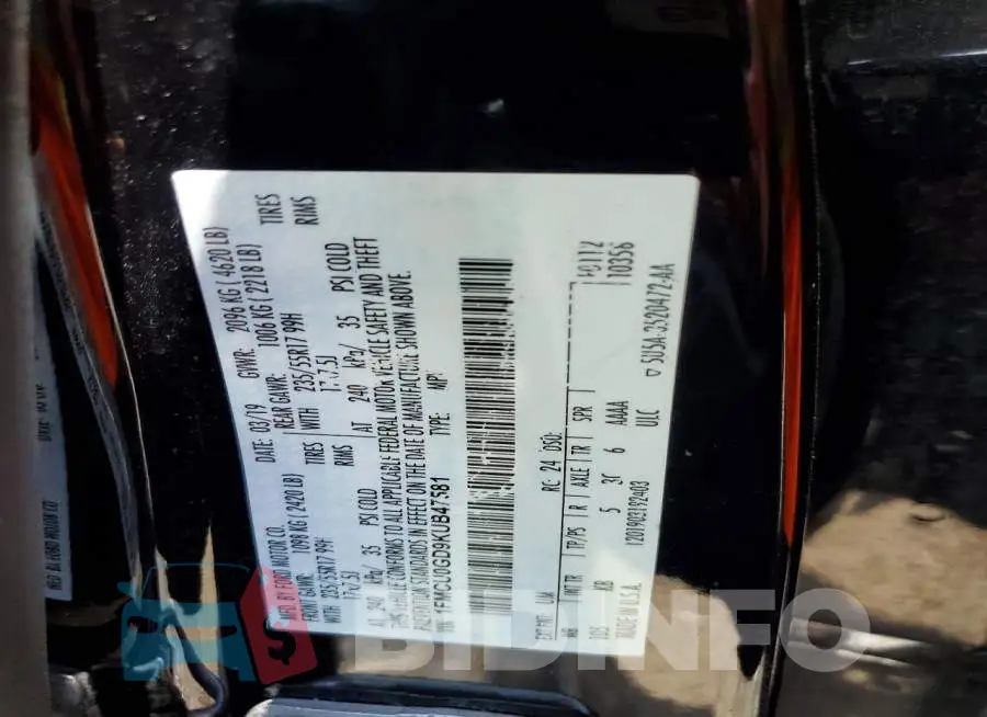 1FMCU0GD9KUB47581 Photo# 14