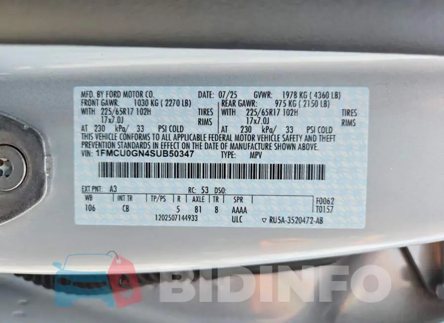 1FMCU0GN4SUB50347 Photo# 13
