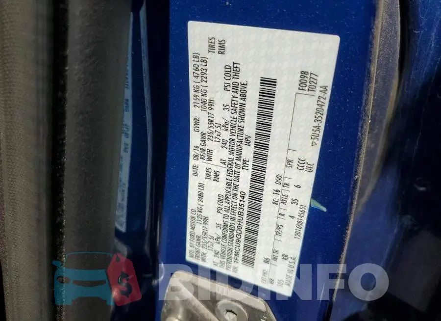 1FMCU9GD0HUB35140 Photo# 13