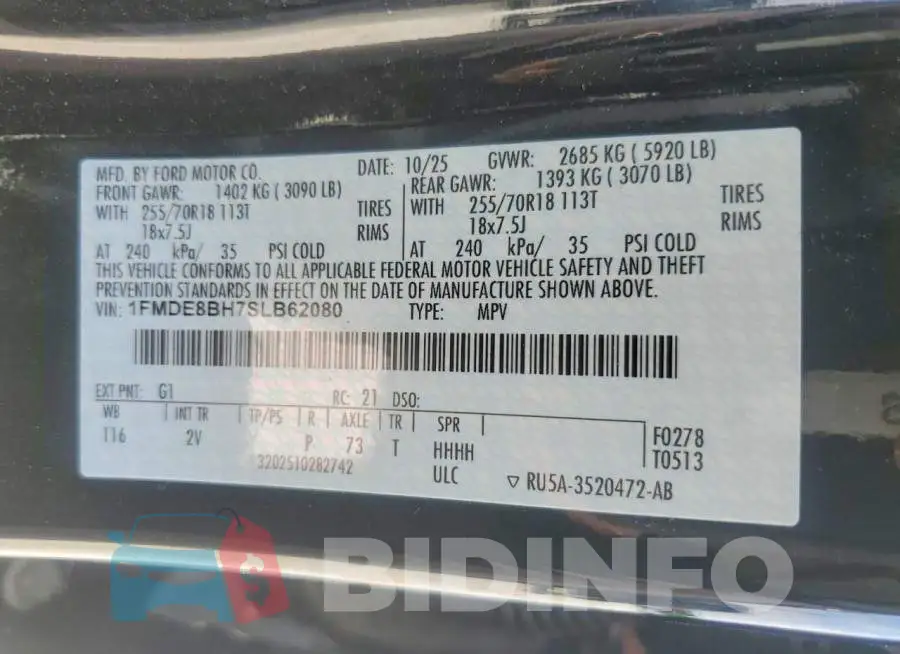 1FMDE8BH7SLB62080 Photo# 13