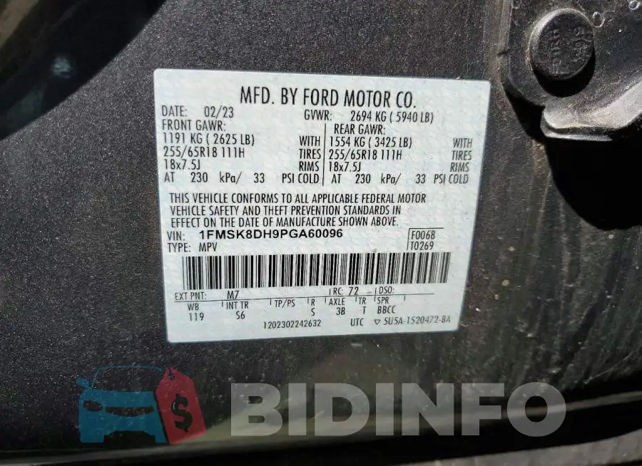 1FMSK8DH9PGA60096 Photo# 14