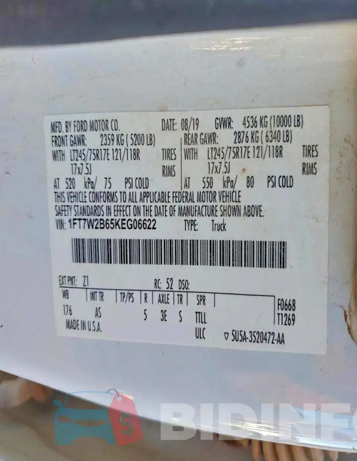 1FT7W2B65KEG06622 Photo# 12