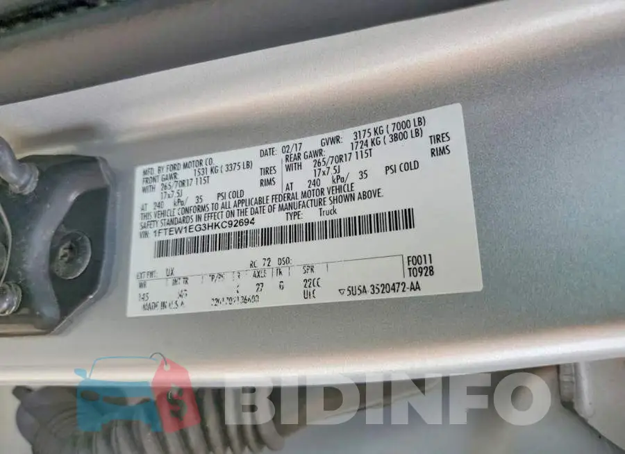 1FTEW1EG3HKC92694 Photo# 13