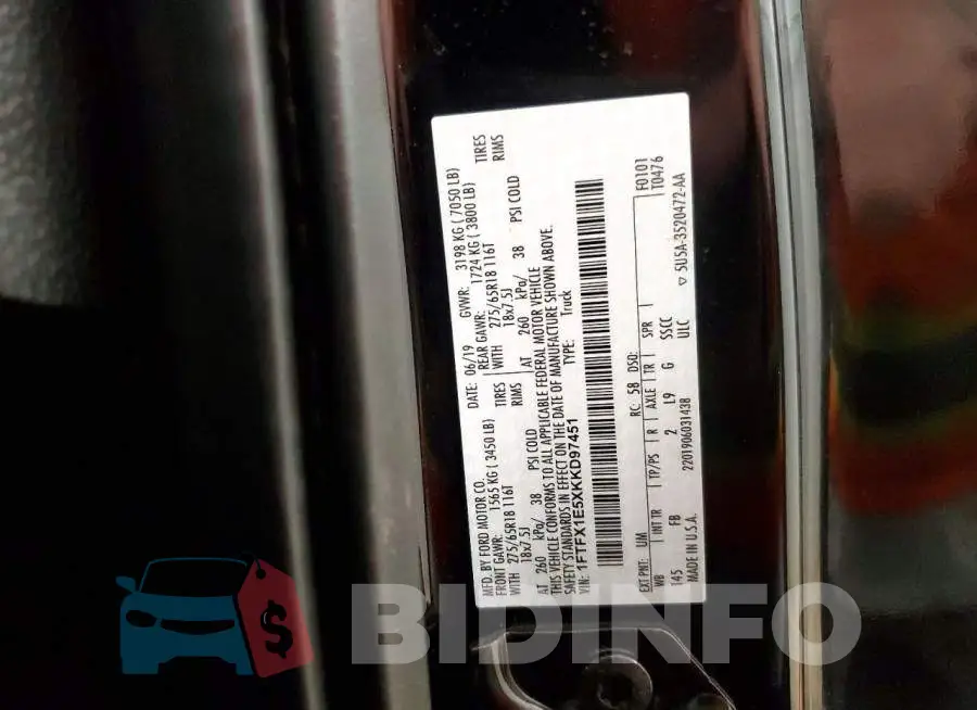 1FTFX1E5XKKD97451 Photo# 12