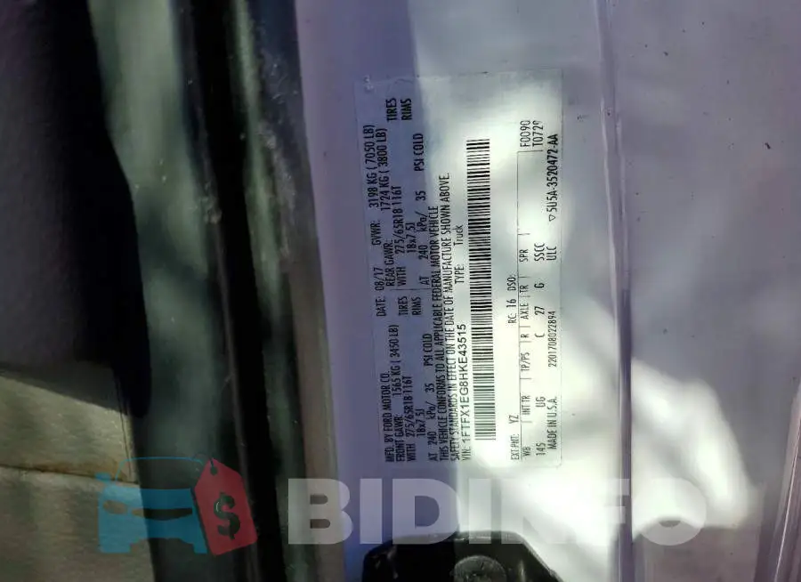 1FTFX1EG8HKE43515 Photo# 13