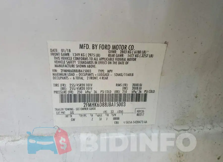 2FMHK6D88JBA15003 Photo# 13