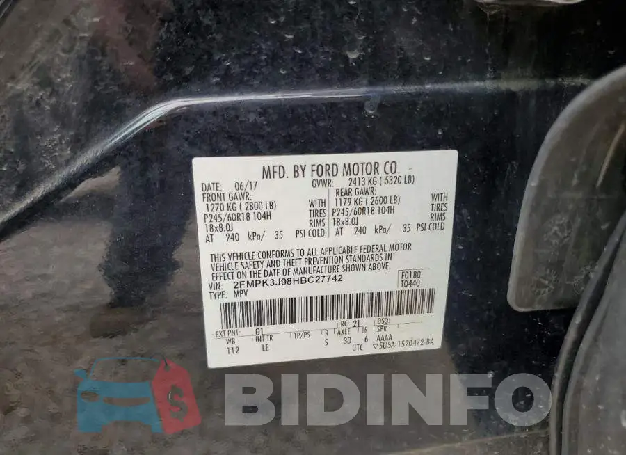 2FMPK3J98HBC27742 Photo# 14
