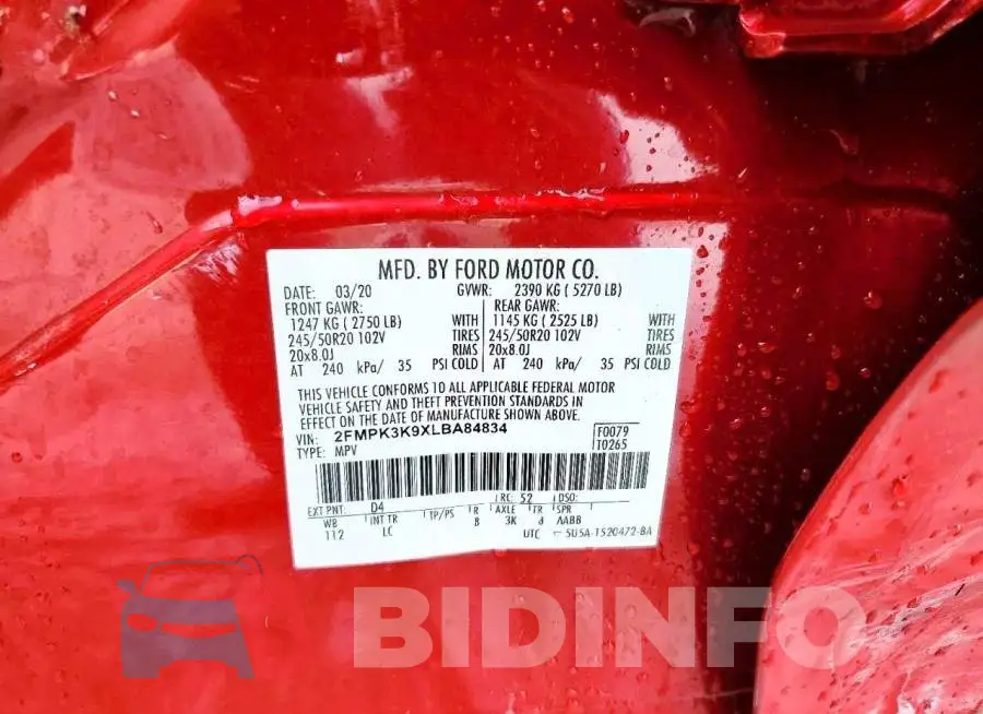 2FMPK3K9XLBA84834 Photo# 12