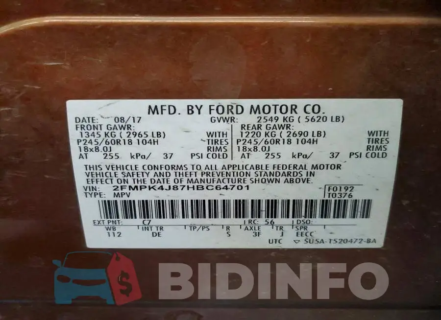2FMPK4J87HBC64701 Photo# 14