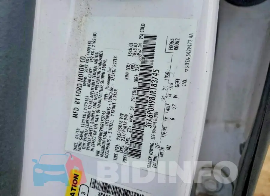 3FA6P0H98JR183745 Photo# 12