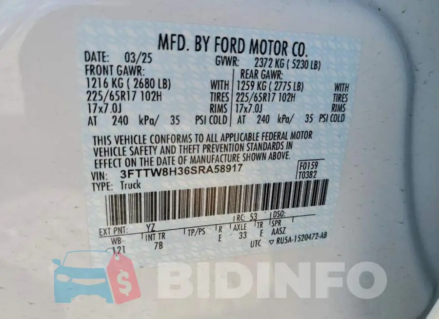 3FTTW8H36SRA58917 Photo# 12