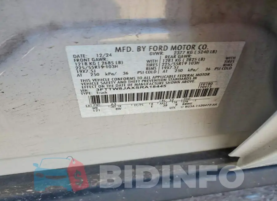 3FTTW8JAXSRA18445 Photo# 12