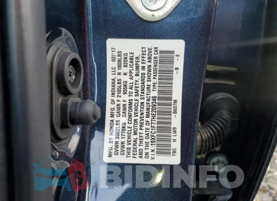 19XFC1F77HE209346 Photo# 13