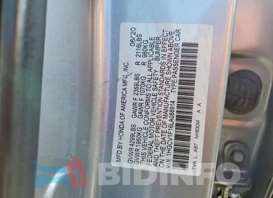 1HGCV1F16LA088914 Photo# 12