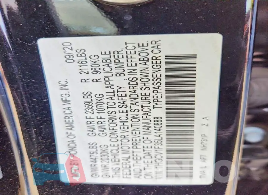 1HGCV1F35LA140888 Photo# 12