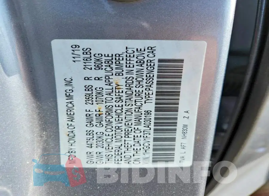 1HGCV1F37LA030196 Photo# 12