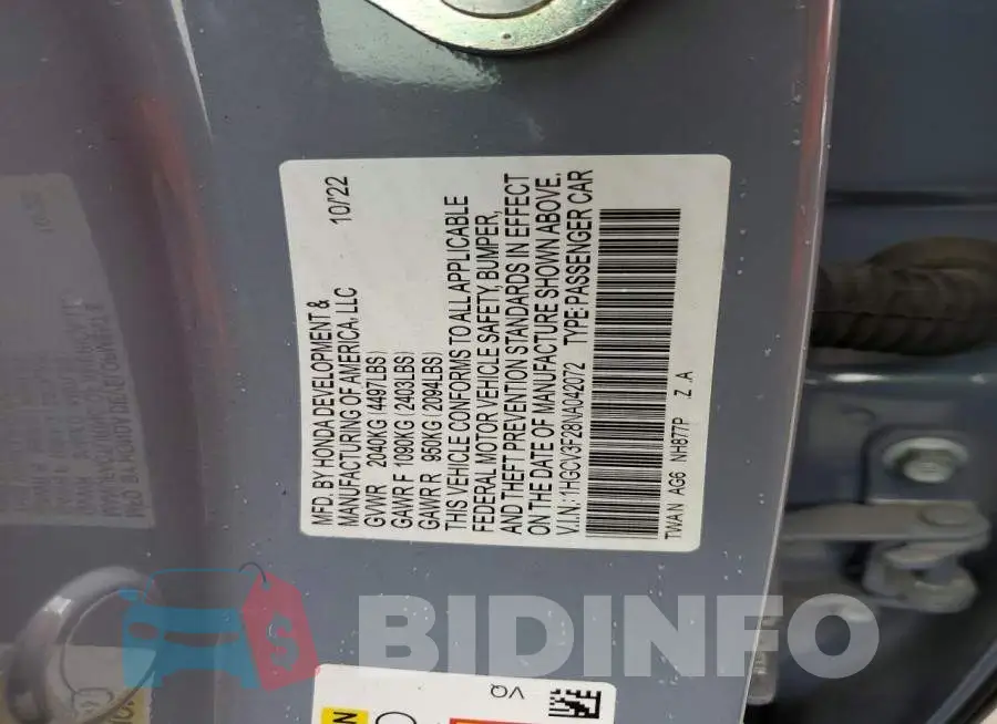 1HGCV3F28NA042072 Photo# 12