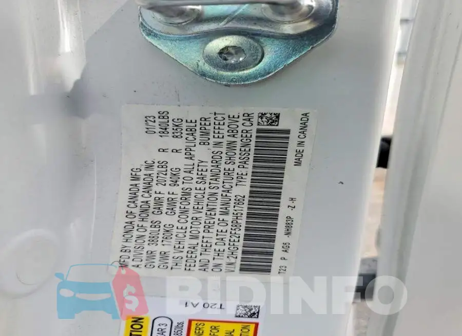 2HGFE2F58PH517662 Photo# 12