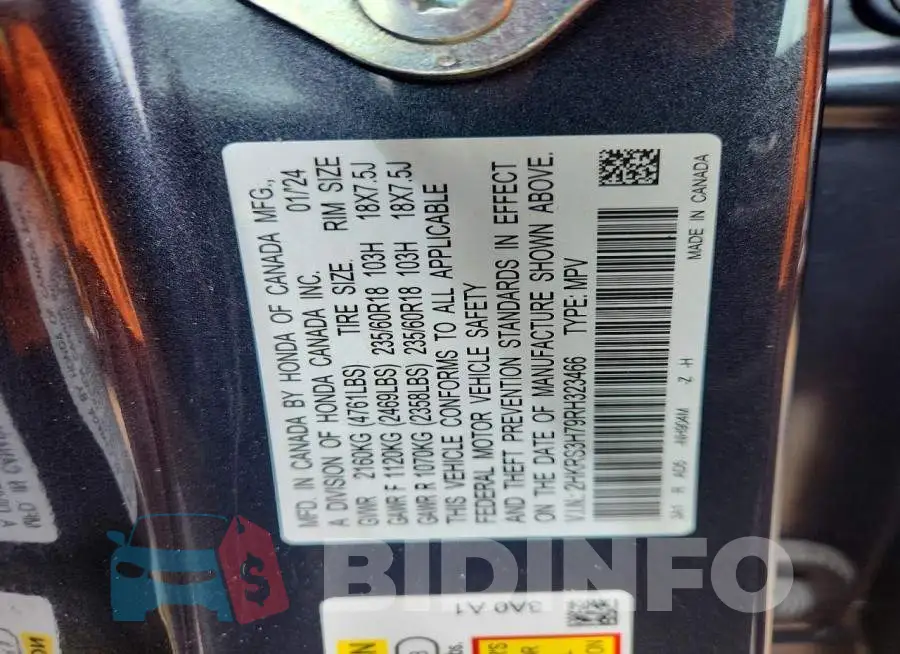 2HKRS3H79RH323466 Photo# 13