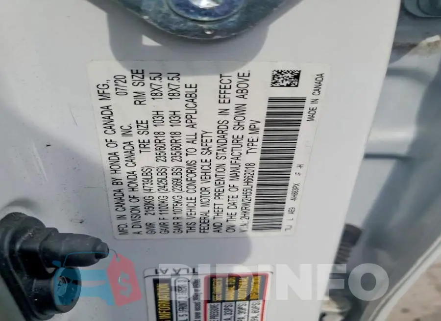 2HKRW2H55LH662018 Photo# 14